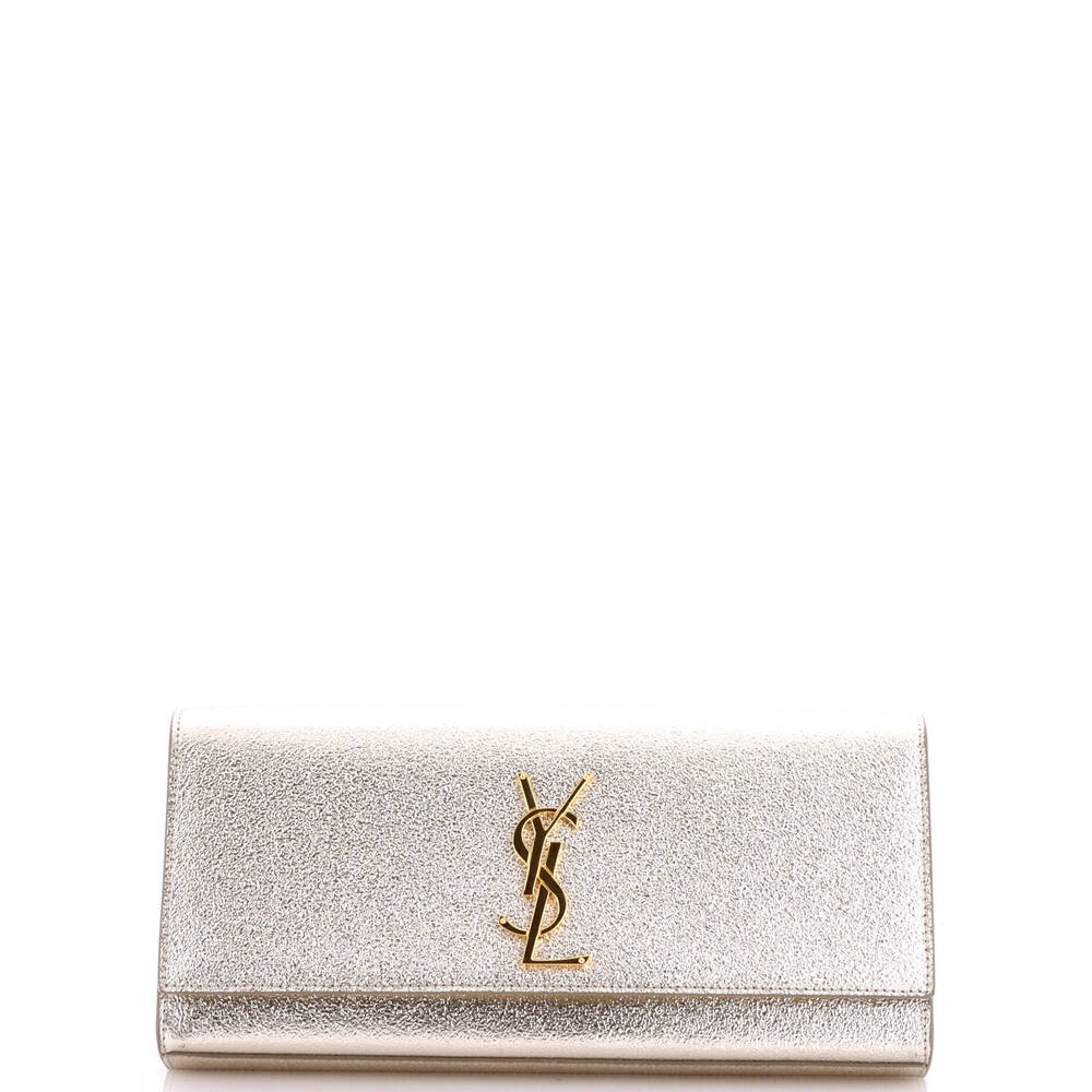 Saint Laurent Long Classic Monogram Clutch Metallic Calfskin
